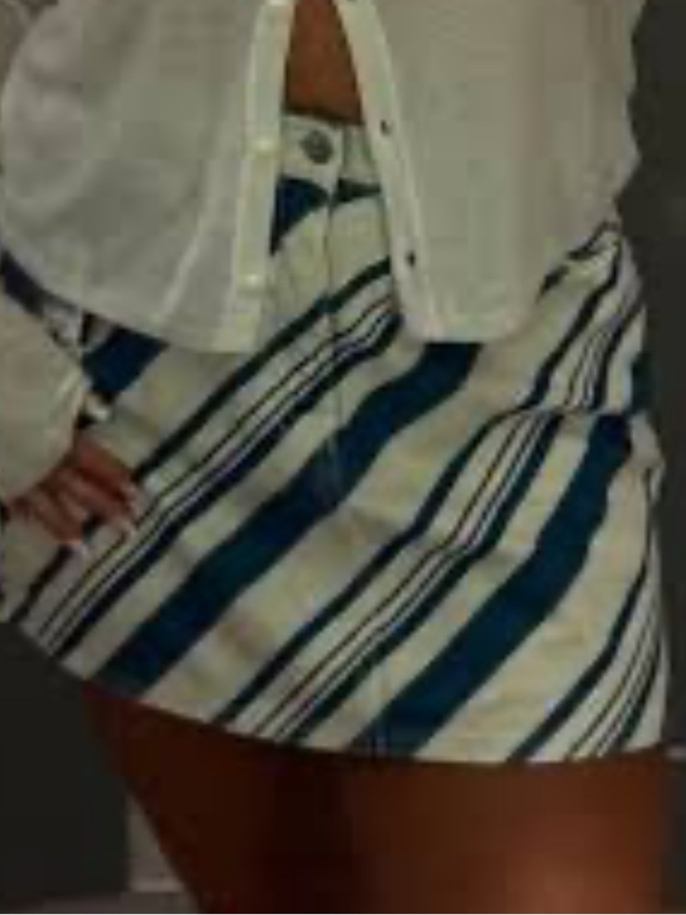 Universal Thread Blue and Cream Striped Denim Mini Skirt